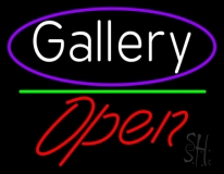 White Gallery With Open 2 LED Neon Sign
