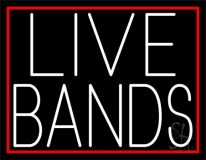 White Live Bands 3 LED Neon Sign