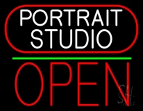 White Portrait Studio Open 1 LED Neon Sign