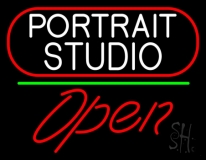White Portrait Studio Open 2 LED Neon Sign