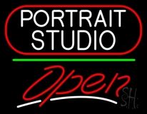 White Portrait Studio Open 3 LED Neon Sign