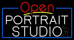 White Portrait Studio Open 4 LED Neon Sign