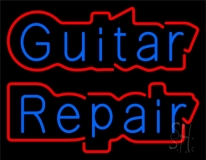 Blue Guitar Repair 2 LED Neon Sign