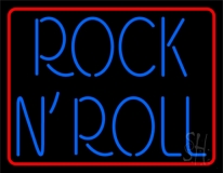 Blue Rock N Roll Red Border 2 LED Neon Sign