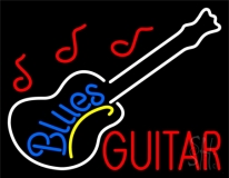 Blue Blues Red Guitar LED Neon Sign