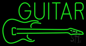 Green Guitar 1 LED Neon Sign