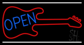 Guitar Blue Open Block LED Neon Sign