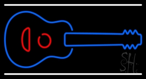 Guitar Logo With White Line LED Neon Sign