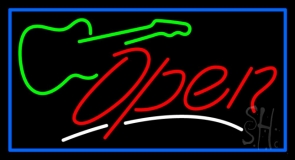 Guitar Open With Border LED Neon Sign