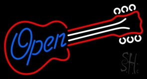 Guitar Blue Open LED Neon Sign