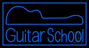 Blue Guitar School With Border LED Neon Sign