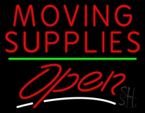 Red Moving Supplies Open Green Line 3 LED Neon Sign