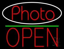 Red Photo With Open 1 LED Neon Sign