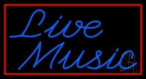 Blue Live Music Cursive LED Neon Sign