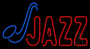 Blue Saxophone Red Jazz Block 1 LED Neon Sign