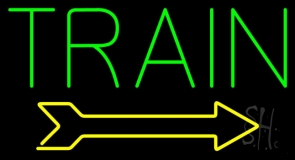 Green Train With Arrow LED Neon Sign