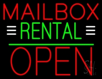 Red Mailbox Rental With White Line Open 1 LED Neon Sign
