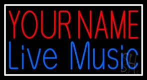 Custom Blue Live Music White Border LED Neon Sign