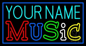 Custom Double Stroke Music With Blue Border LED Neon Sign