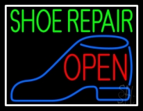 Green Shoe Repair Blue Shoe Open LED Neon Sign