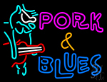 Pork And Blues Animal Guitar Logo LED Neon Sign