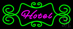 Hotel With Green Art Border LED Neon Sign