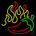 Red Chili With Fire LED Neon Sign