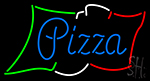 Pizza Blue Script Italian Flag LED Neon Sign