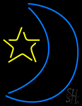 Stars And Moon In Blue And Yellow LED Neon Sign
