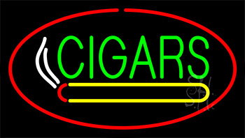 Green Cigars Logo Red LED Neon Sign