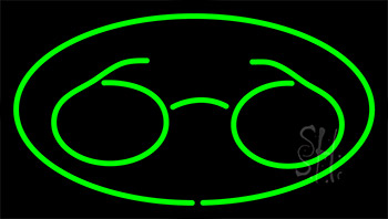 Glasses Logo Green LED Neon Sign