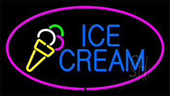 Ice Cream Pink Border LED Neon Sign