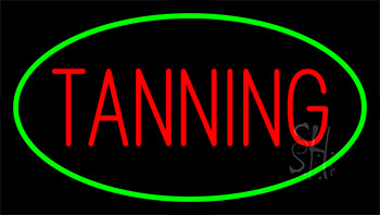 Red Tanning With Green Border LED Neon Sign