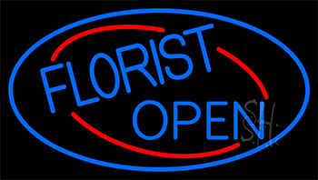 Blue Florist Open With Blue LED Neon Sign