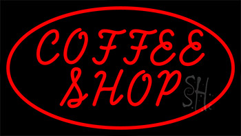 Red Coffee Shop With Red Border LED Neon Sign