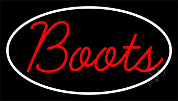 Red Cursive Boots LED Neon Sign