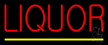 Red Liquor Yellow Line LED Neon Sign