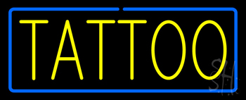 Yellow Tattoo Blue Border LED Neon Sign
