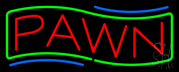 Red Pawn Green Border LED Neon Sign