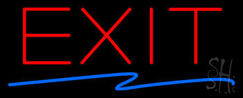 Exit With Zigzag Blue Line LED Neon Sign