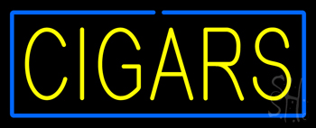 Yellow Cigars With Blue Border LED Neon Sign