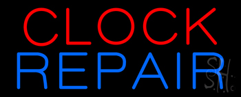 Clock Repair With Blue Border LED Neon Sign