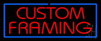 Red Custom Framing Blue Border LED Neon Sign