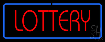 Red Lottery Blue Border LED Neon Sign