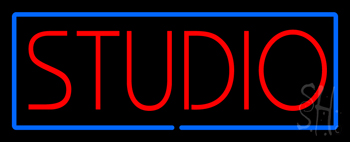 Red Studio Blue Border LED Neon Sign