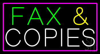 Fax And Copies Pink Border LED Neon Sign