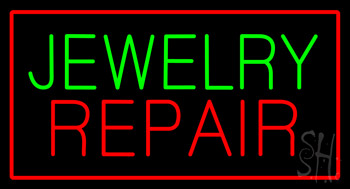 Jewelry Repair Red Border LED Neon Sign