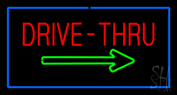Drive Thru Rectangle Blue LED Neon Sign