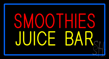 Smoothies Juice Bar With Blue Border LED Neon Sign