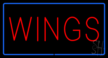 Wings Blue Border LED Neon Sign